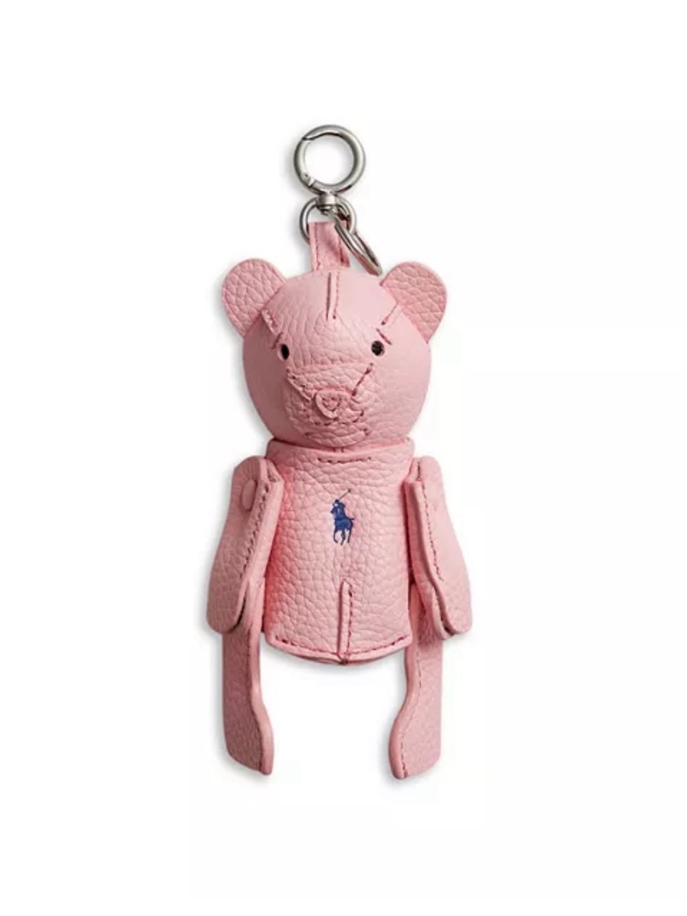 Ralph Lauren Pink Leather Bear Charm Keyring